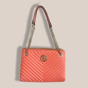 Blakely Quilted Detailed Double Straps Satchel Bag | Guess